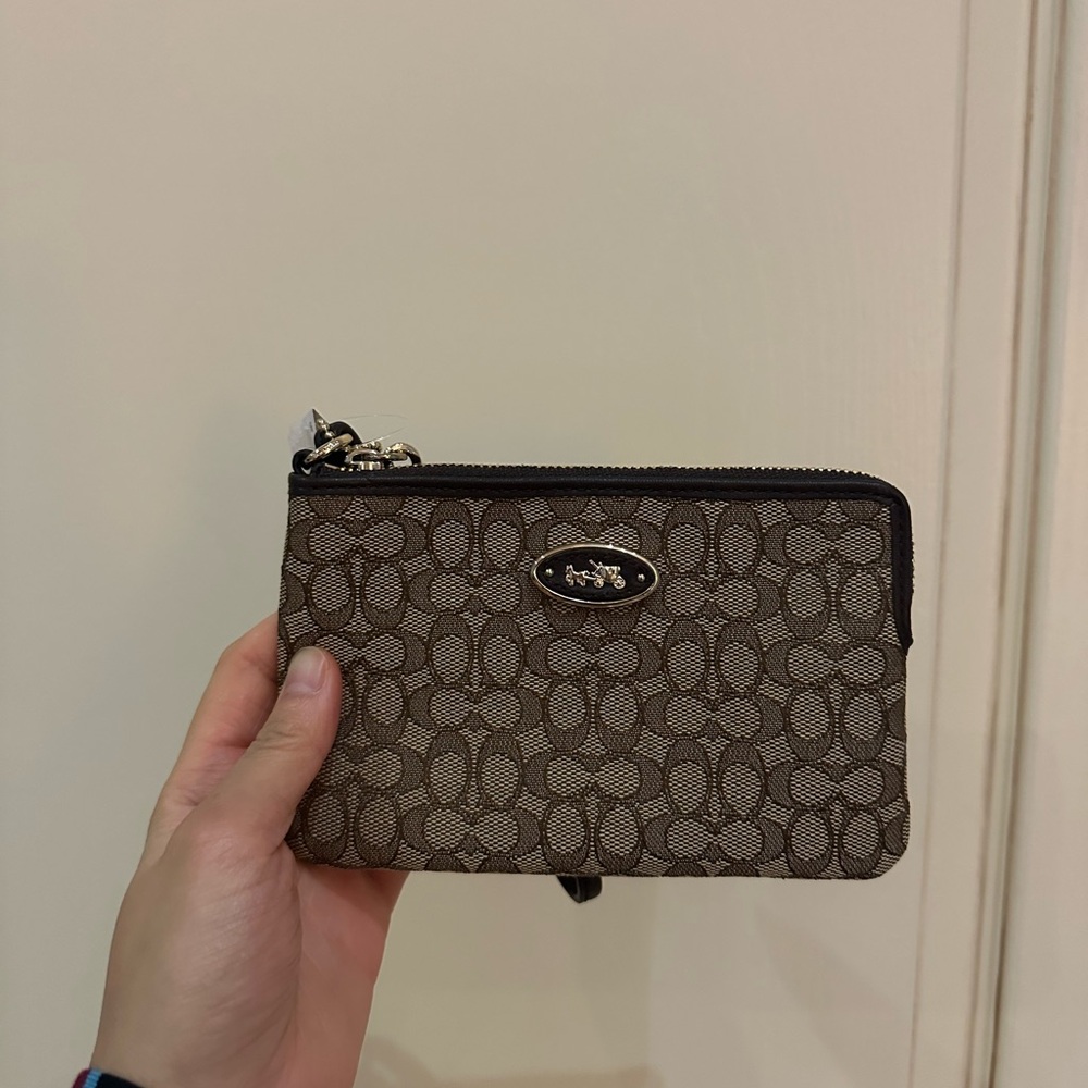 Coach Canvas Khaki Brown Wristlet Wallet (NWT)
